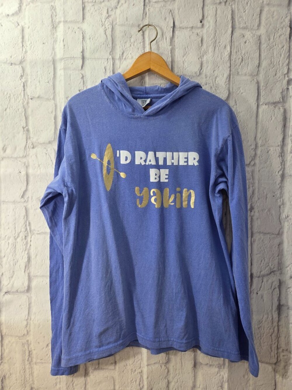 Comfort Colors Medium Blue Id Rather Be Yakin Graphic Longsleeve Summer Pullover